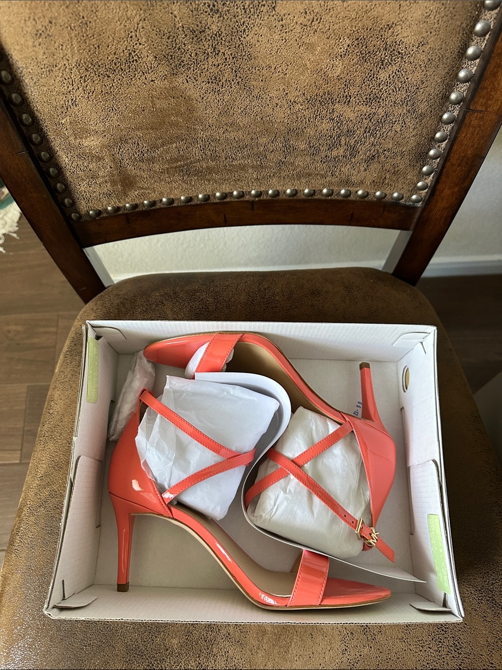 Michael Kors Coral Patent Strappy Heels